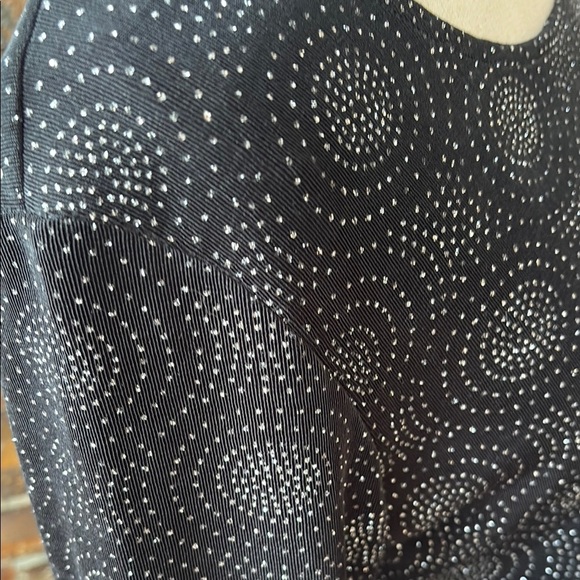 Vintage Garey Petites Black Patterned Sparkle Women's Top - Picture 5 of 7